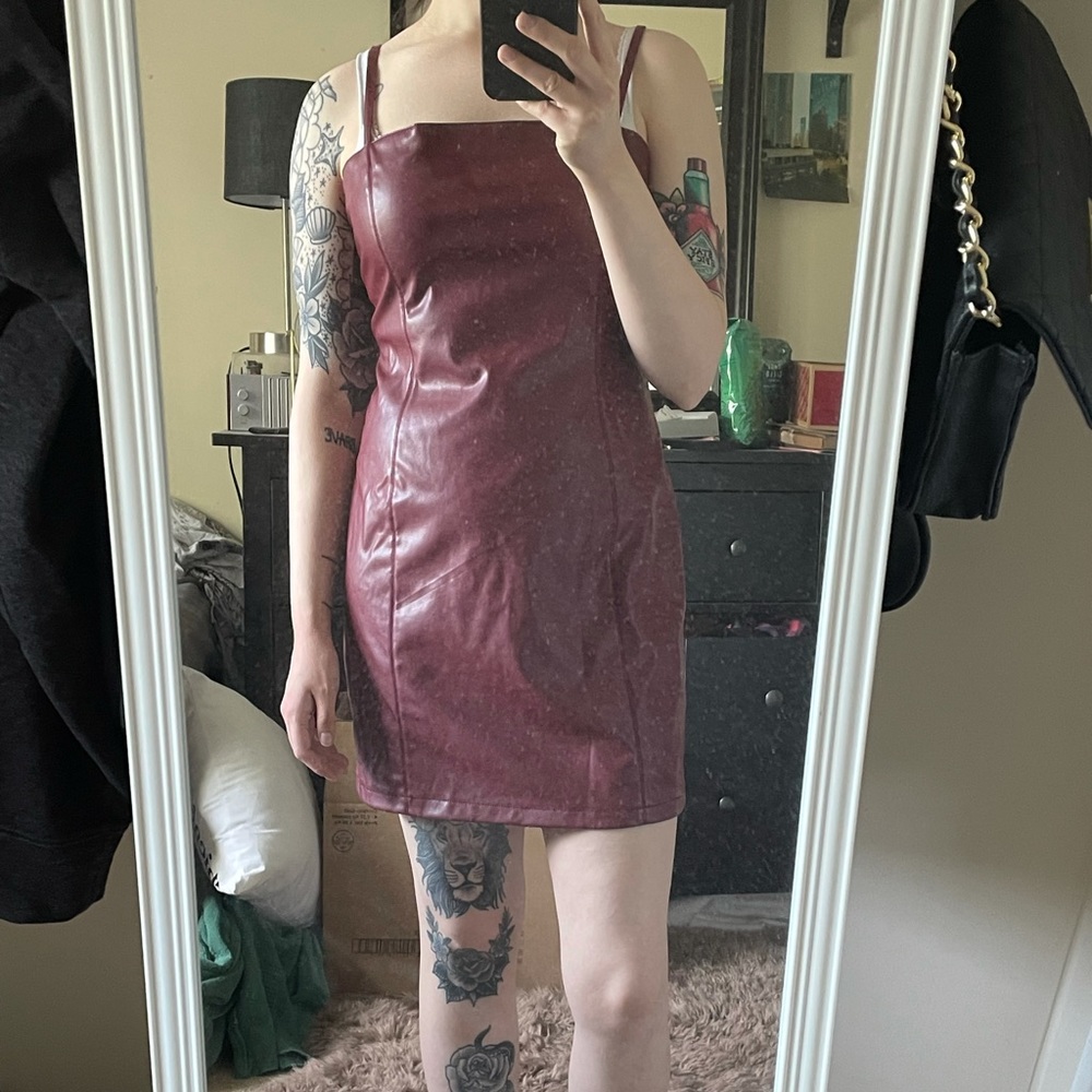 Faux Leather Mini Dress